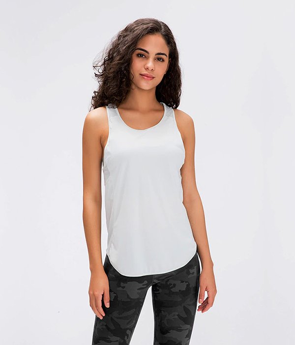 Ultra-Thin Loose and Breathable Crop Top Design Racerback Gym Tank Top - Image 12