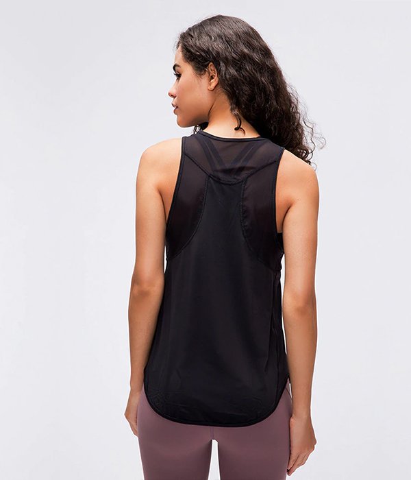 Ultra-Thin Loose and Breathable Crop Top Design Racerback Gym Tank Top - Image 3
