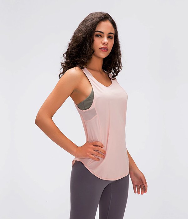 Ultra-Thin Loose and Breathable Crop Top Design Racerback Gym Tank Top - Image 5