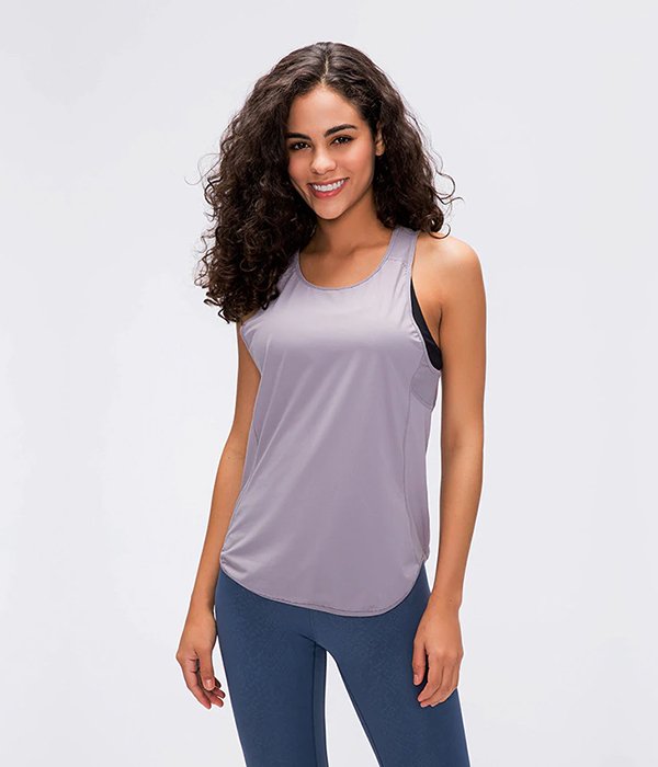 Ultra-Thin Loose and Breathable Crop Top Design Racerback Gym Tank Top - Image 8