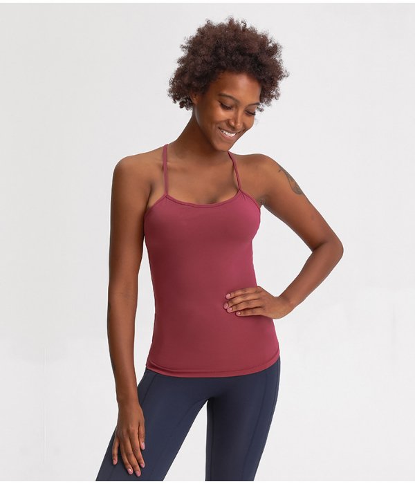 Y Back Spaghetti Strap Crop Top Workout Vest - Image 11