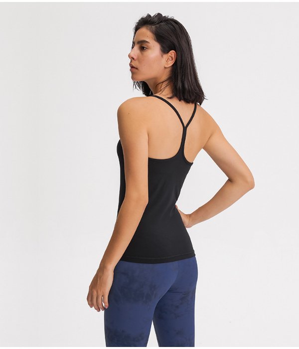 Y Back Spaghetti Strap Crop Top Workout Vest - Image 7