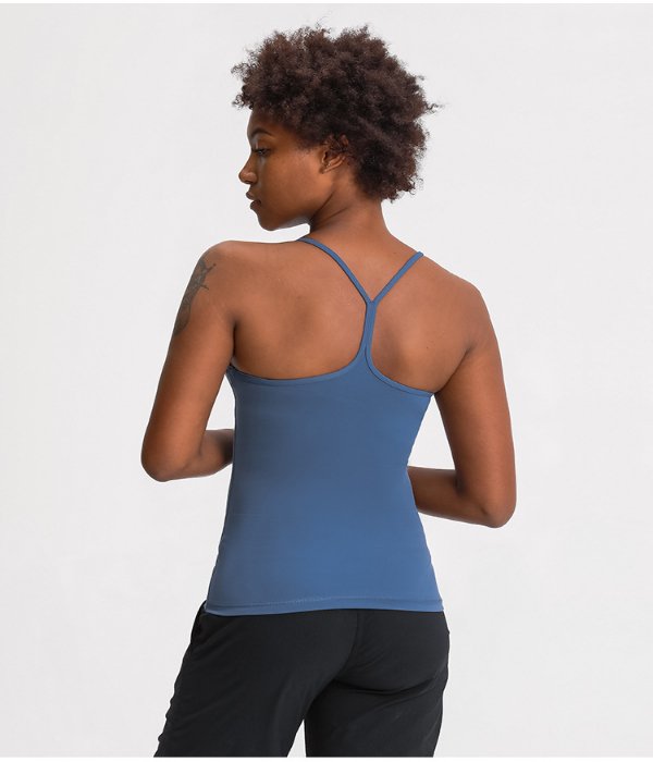 Y Back Spaghetti Strap Crop Top Workout Vest - Image 17
