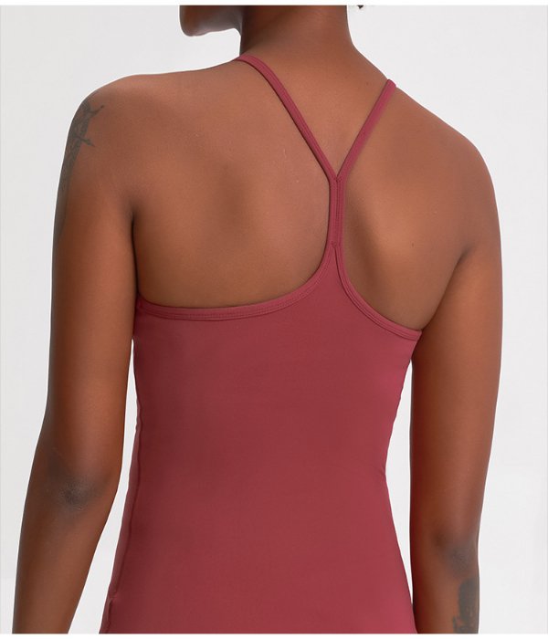 Y Back Spaghetti Strap Crop Top Workout Vest - Image 14