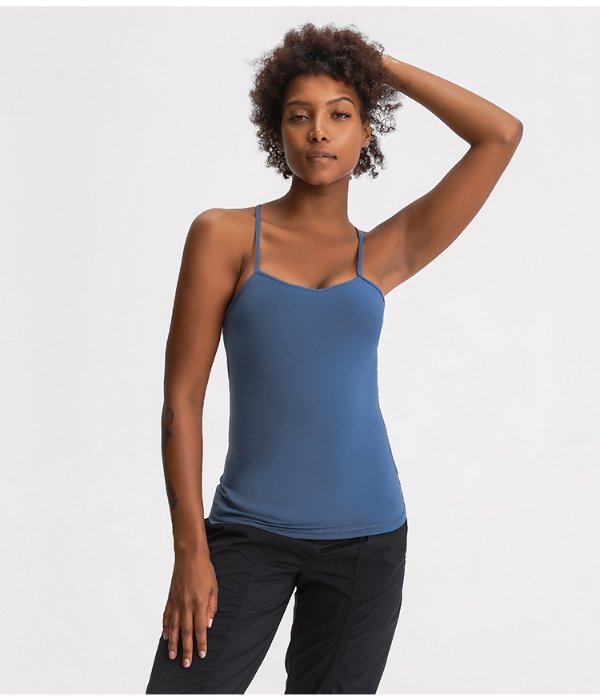 Y Back Spaghetti Strap Crop Top Workout Vest - Image 15