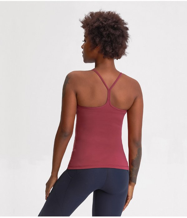 Y Back Spaghetti Strap Crop Top Workout Vest - Image 13