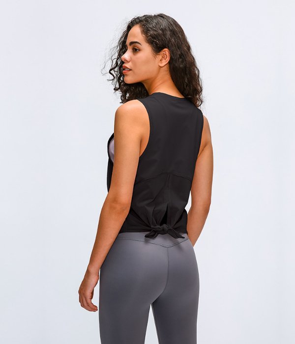 Athletic Loose Crop Top with Back Mesh - Image 4
