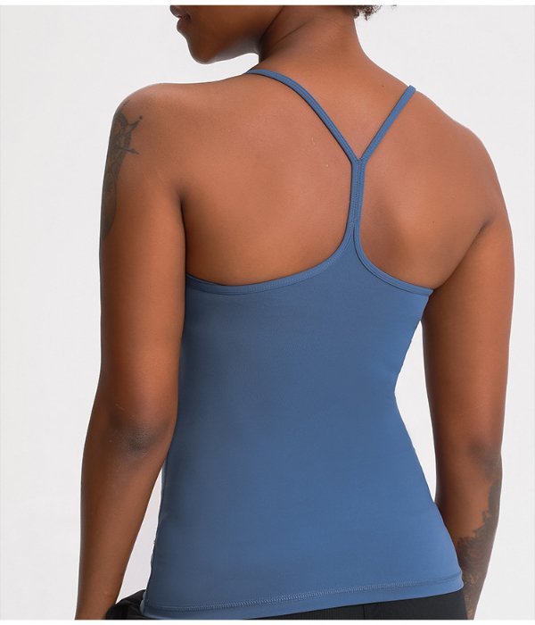 Y Back Spaghetti Strap Crop Top Workout Vest - Image 18
