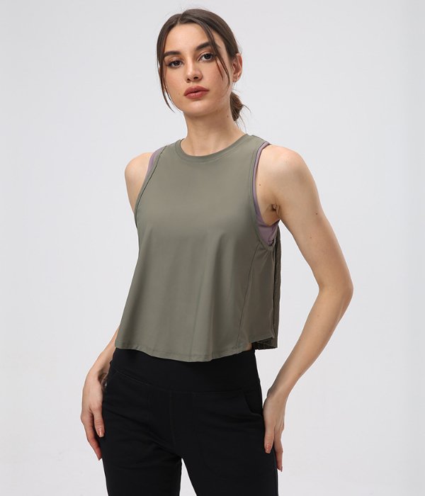 Pleated Athletic High Neck Workout Crop Top - Image 26