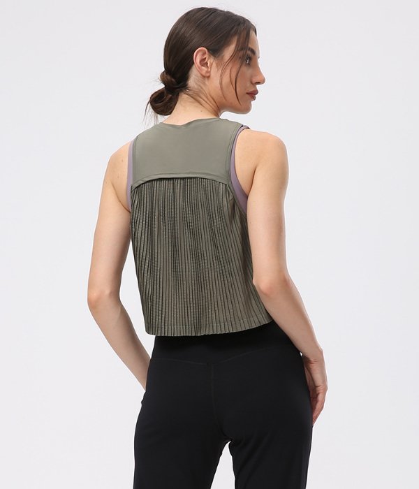 Pleated Athletic High Neck Workout Crop Top - Image 27