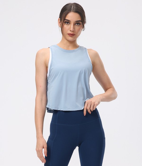 Pleated Athletic High Neck Workout Crop Top - Image 19