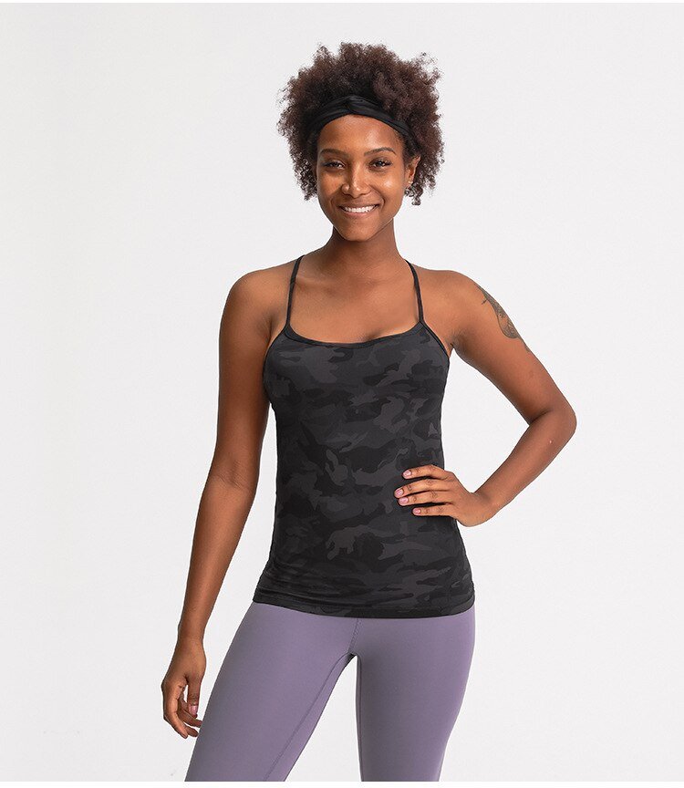 Y Back Spaghetti Strap Crop Top Workout Vest