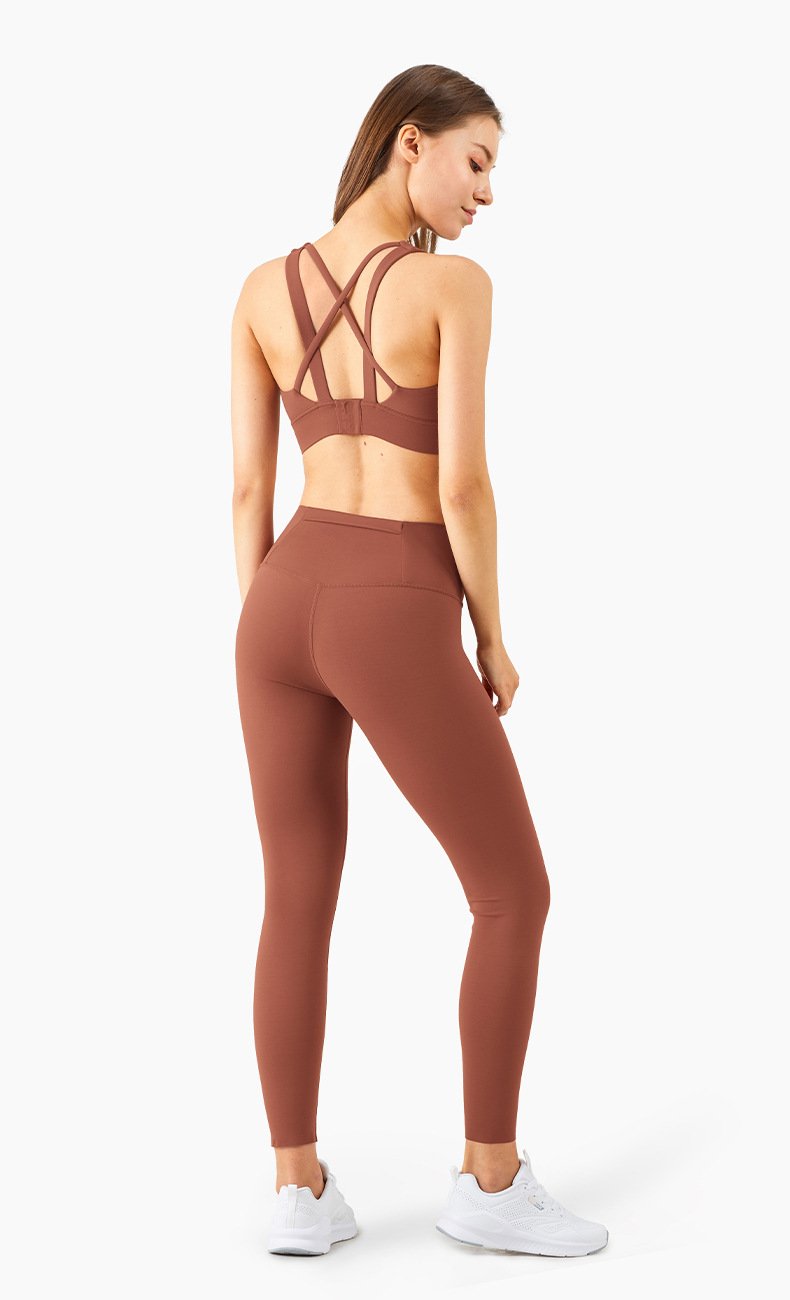 High Waisted Solid Athletic Compression Leggings Yoga Tights with Back Pocket - Image 8